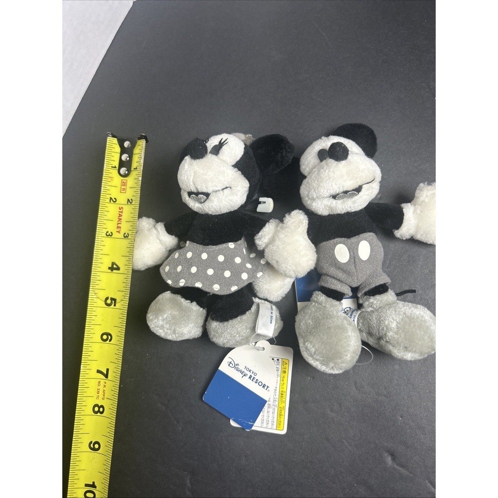Tokyo Disney Minnie And Mickey Classic Monochrome Plush Beanie"s RARE - Picture 8 of 8